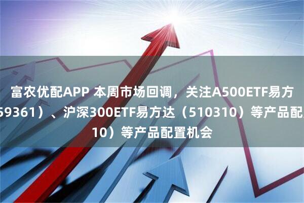 富农优配APP 本周市场回调，关注A500ETF易方达（159361）、沪深300ETF易方达（510310）等产品配置机会